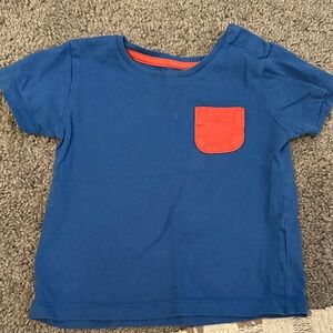 Baby Boden Blue Tee with Red Pocket